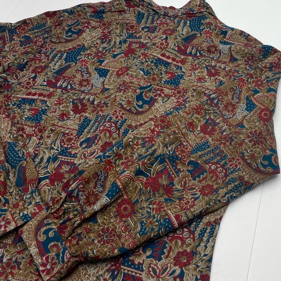 Pendleton VNT Country Sophisticates Floral Blouse W 14 Brown Maroon Blue USA - Picture 7 of 16